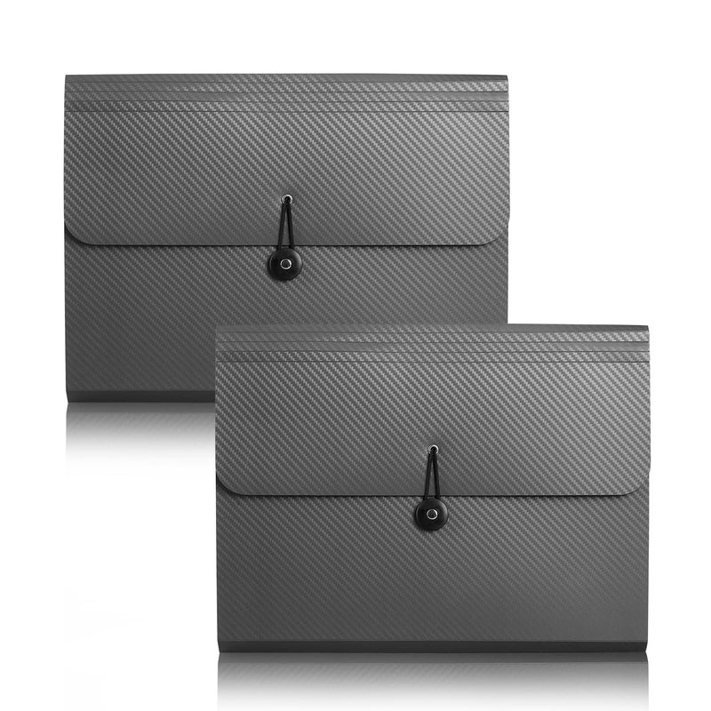 Nicfaec Expanding File Folder File Organizer 13 Pockets File Organizer Accordion Filing Folder Expandable File Folder for Documents Aesthetic Paper Organizer Folder for Work, School, Home, Office, 2Pack Grey - Image 2